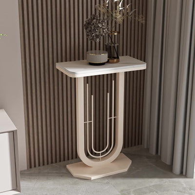 Modern Minimalist Rectangular Sintered Stone Carbon Steel Console Table 1-Tier For Entryways