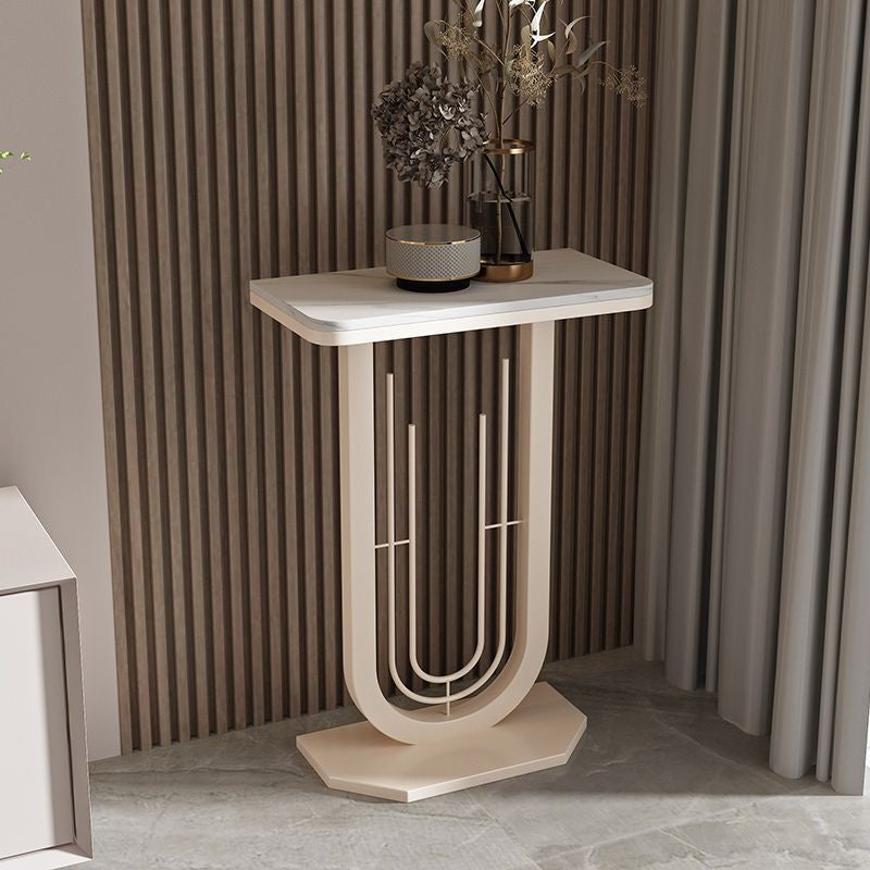 Modern Minimalist Rectangular Sintered Stone Carbon Steel Console Table 1-Tier For Entryways