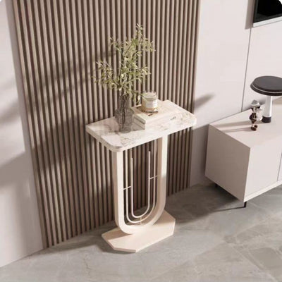 Modern Minimalist Rectangular Sintered Stone Carbon Steel Console Table 1-Tier For Entryways
