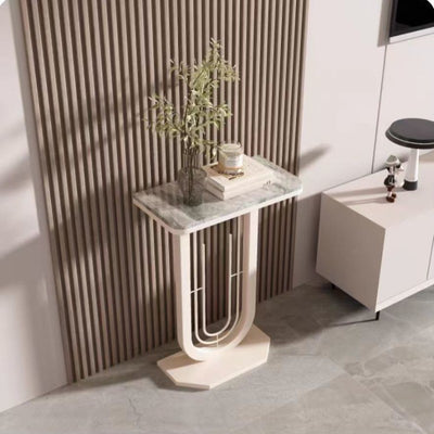 Modern Minimalist Rectangular Sintered Stone Carbon Steel Console Table 1-Tier For Entryways