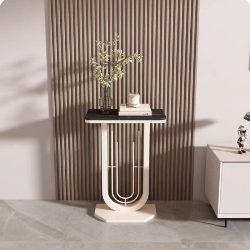 Modern Minimalist Rectangular Sintered Stone Carbon Steel Console Table 1-Tier For Entryways