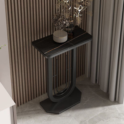 Modern Minimalist Rectangular Sintered Stone Carbon Steel Console Table 1-Tier For Entryways