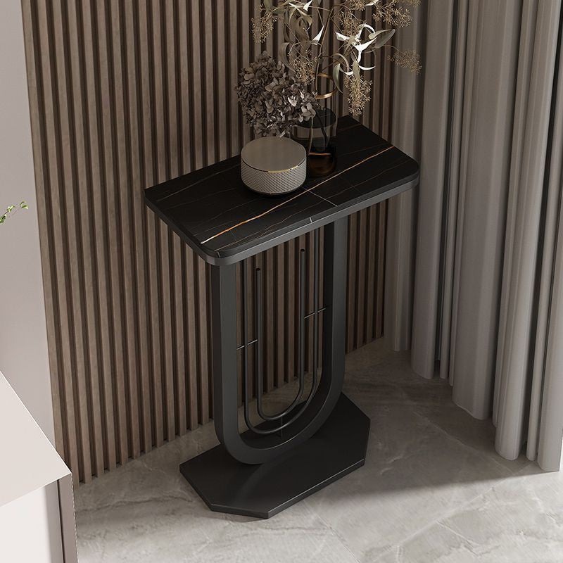Modern Minimalist Rectangular Sintered Stone Carbon Steel Console Table 1-Tier For Entryways