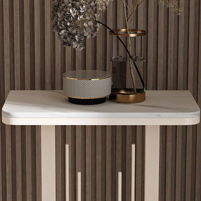 Modern Minimalist Rectangular Sintered Stone Carbon Steel Console Table 1-Tier For Entryways