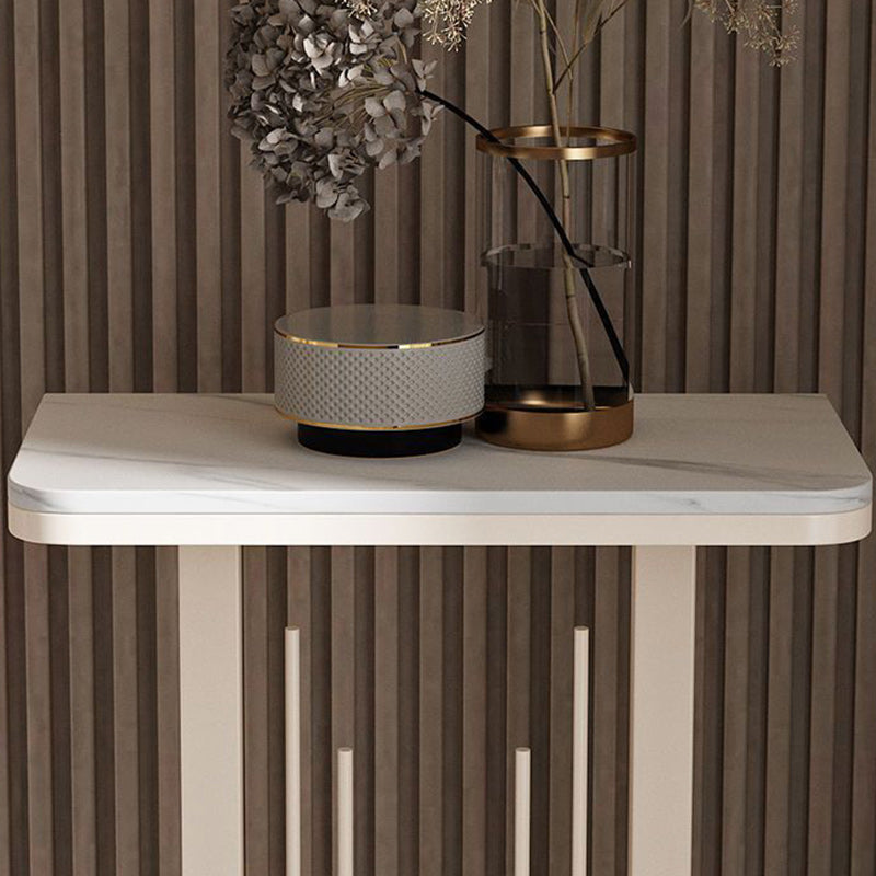 Modern Minimalist Rectangular Sintered Stone Carbon Steel Console Table 1-Tier For Entryways