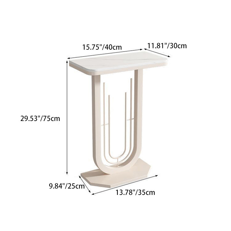Modern Minimalist Rectangular Sintered Stone Carbon Steel Console Table 1-Tier For Entryways