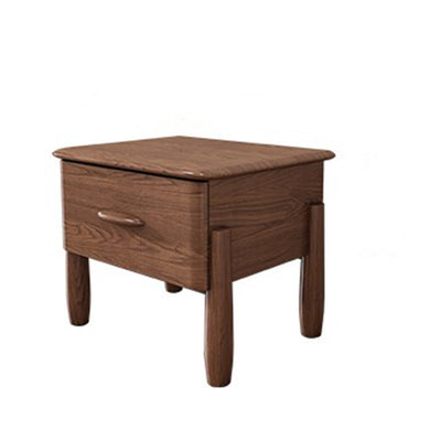 Contemporary Scandinavian Square Ash Wood Solid Wood Multi-layer Board Nightstand 1-Drawer For Bedroom