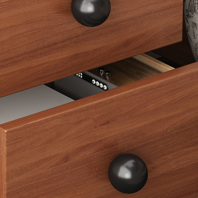 Contemporary Scandinavian Rectangular Solid Wood Multi-layer Board Pine Wood Nightstand 2-Drawer For Bedroom