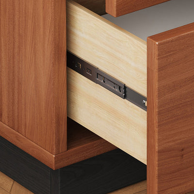 Contemporary Scandinavian Rectangular Solid Wood Multi-layer Board Pine Wood Nightstand 2-Drawer For Bedroom