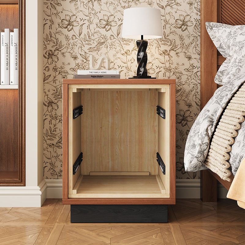 Contemporary Scandinavian Rectangular Solid Wood Multi-layer Board Pine Wood Nightstand 2-Drawer For Bedroom