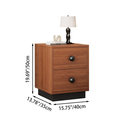 Contemporary Scandinavian Rectangular Solid Wood Multi-layer Board Pine Wood Nightstand 2-Drawer For Bedroom