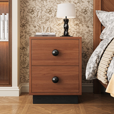 Contemporary Scandinavian Rectangular Solid Wood Multi-layer Board Pine Wood Nightstand 2-Drawer For Bedroom