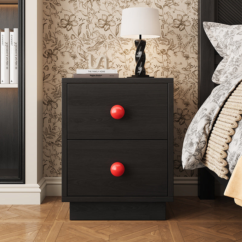 Contemporary Scandinavian Rectangular Solid Wood Multi-layer Board Pine Wood Nightstand 2-Drawer For Bedroom