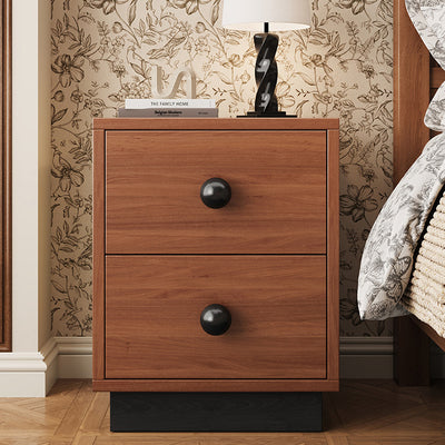 Contemporary Scandinavian Rectangular Solid Wood Multi-layer Board Pine Wood Nightstand 2-Drawer For Bedroom