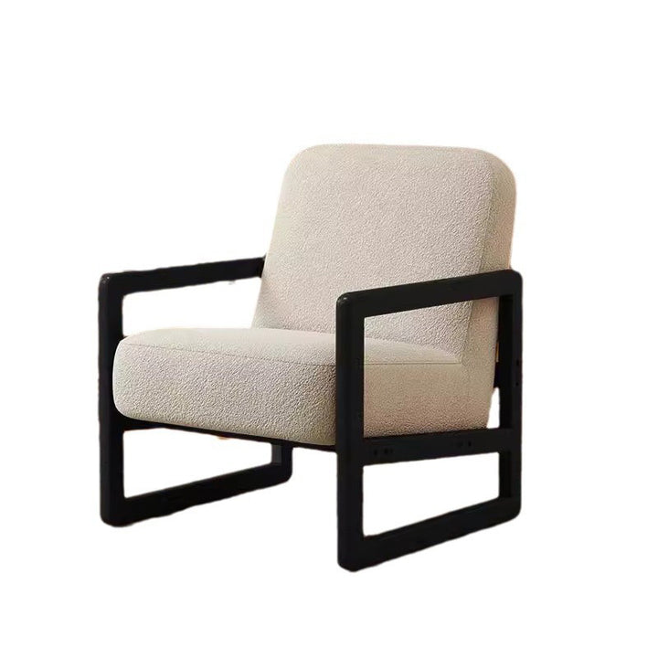 Traditional Vintage Linen Lamb Fleece Poplar Plywood Sponge Curved Accent Chair Backrest Armrest For Living Room
