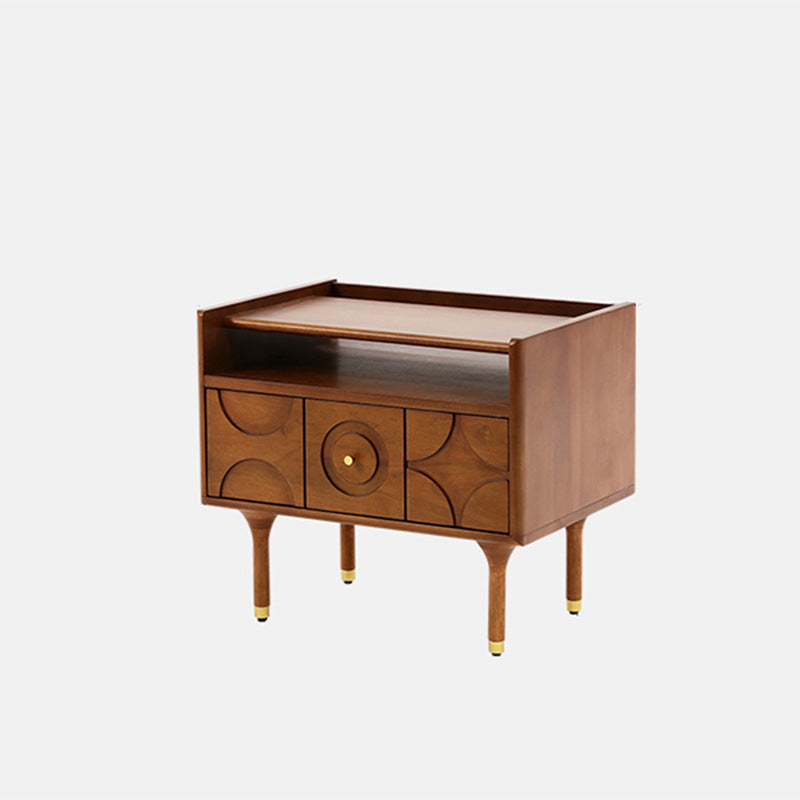 Modern Minimalist Rectangular Boxwood Pine Wood Cherry Wood Solid Wood Multi-layer Board Nightstand 1-Drawer For Bedroom