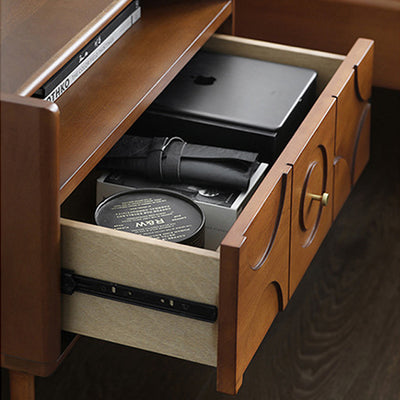 Modern Minimalist Rectangular Boxwood Pine Wood Cherry Wood Solid Wood Multi-layer Board Nightstand 1-Drawer For Bedroom