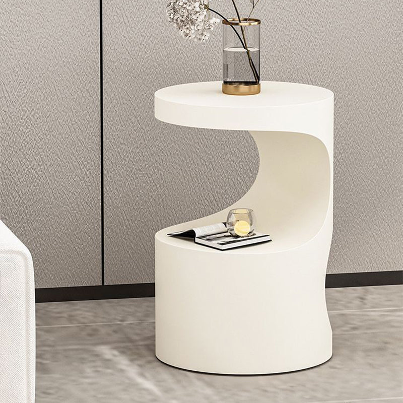 Contemporary Scandinavian Round Carbon Steel Side Table 2-Tier For Living Room