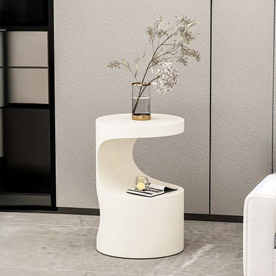 Contemporary Scandinavian Round Carbon Steel Side Table 2-Tier For Living Room