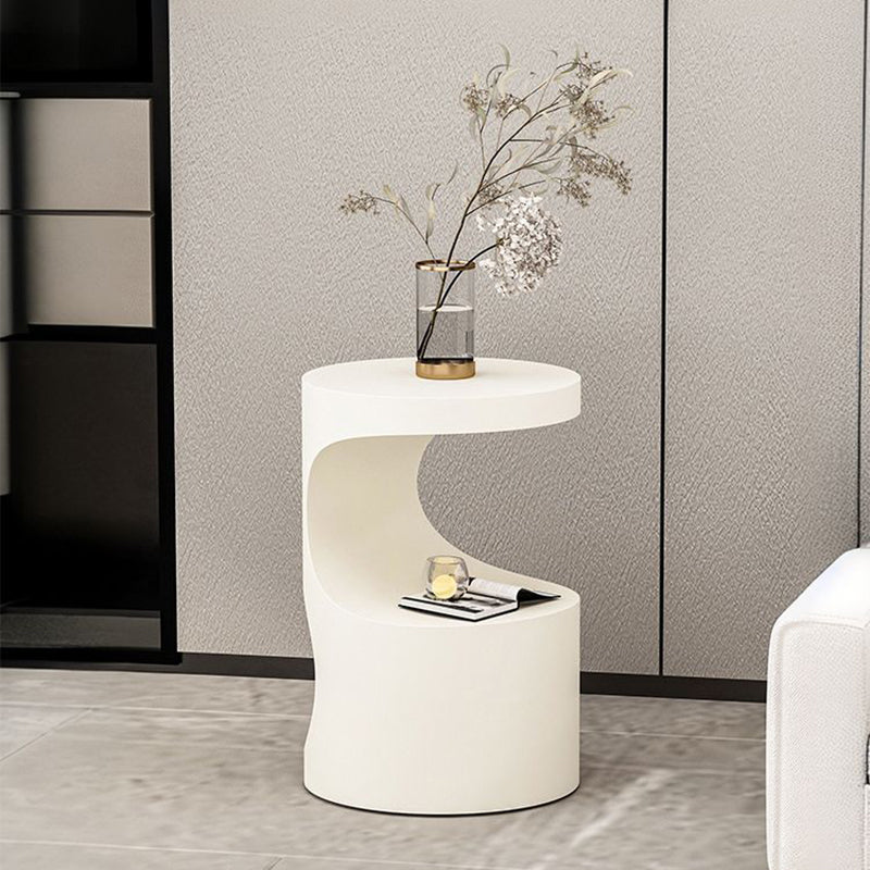 Contemporary Scandinavian Round Carbon Steel Side Table 2-Tier For Living Room