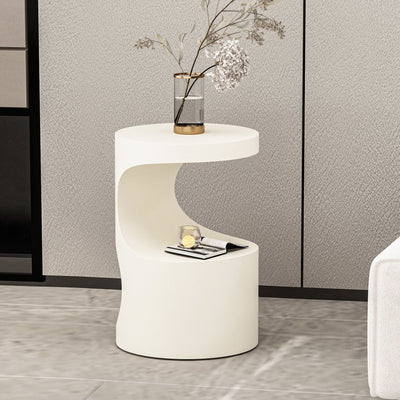 Contemporary Scandinavian Round Carbon Steel Side Table 2-Tier For Living Room