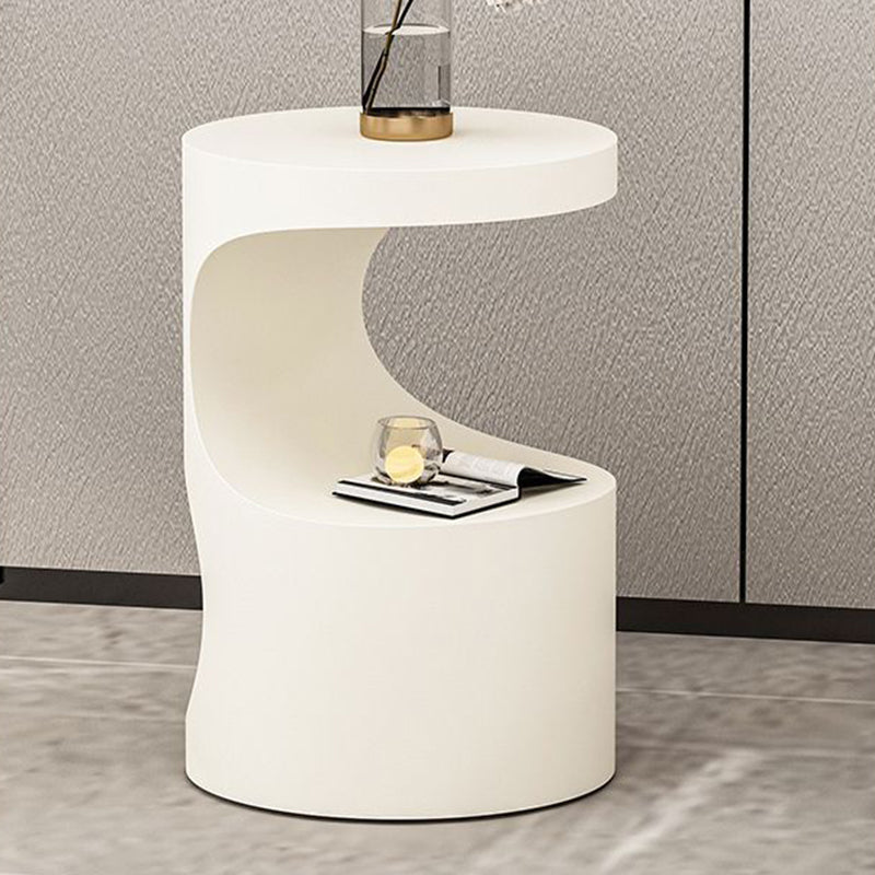 Contemporary Scandinavian Round Carbon Steel Side Table 2-Tier For Living Room