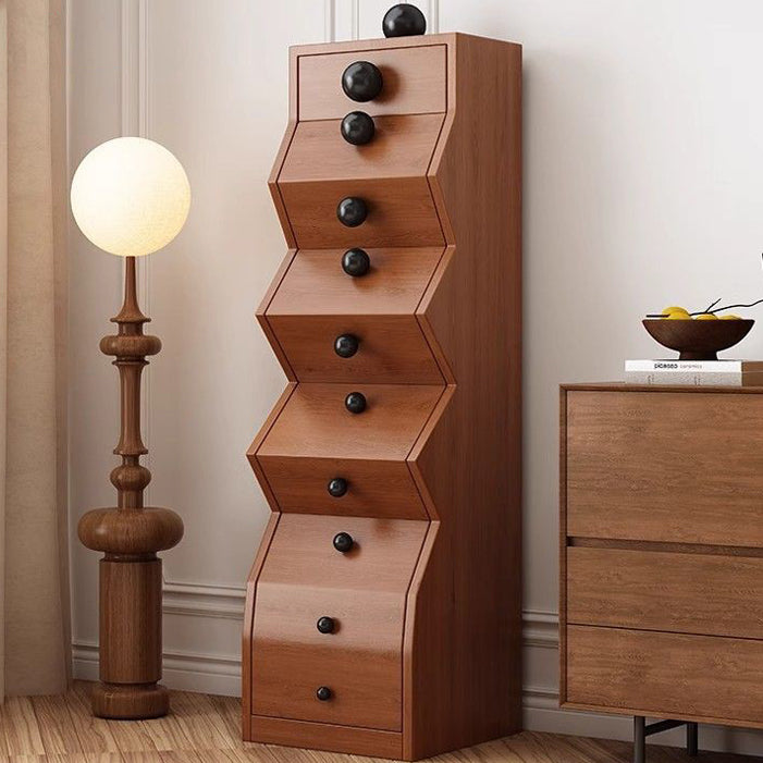 Modern Minimalist Square Rubberwood Storage Cabinet 5-Drawer For Bedroom