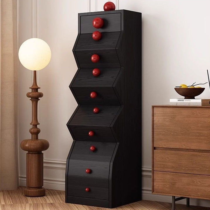 Modern Minimalist Square Rubberwood Storage Cabinet 5-Drawer For Bedroom