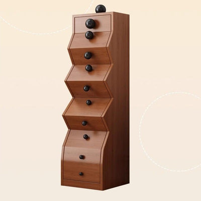 Modern Minimalist Square Rubberwood Storage Cabinet 5-Drawer For Bedroom