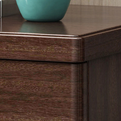 Traditional Chinese Rectangular Rubberwood Solid Wood Multi-layer Board Nightstand 2-Drawer For Bedroom