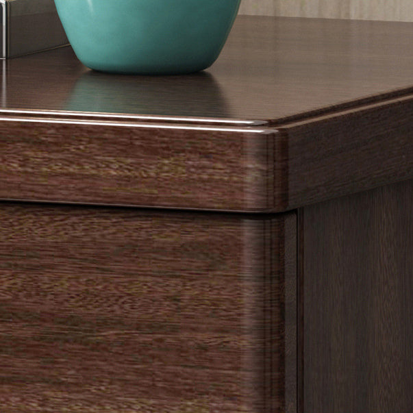 Traditional Chinese Rectangular Rubberwood Solid Wood Multi-layer Board Nightstand 2-Drawer For Bedroom