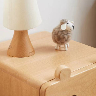 Contemporary Creative Kids Bear Shape Solid Wood Walnut Wood Nightstand 2-Drawer For Bedroom