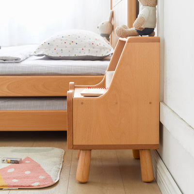 Contemporary Creative Kids Bear Shape Oak Nightstand 1-Drawer For Bedroom