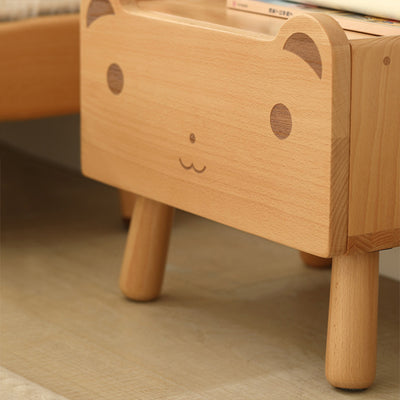 Contemporary Creative Kids Bear Shape Oak Nightstand 1-Drawer For Bedroom
