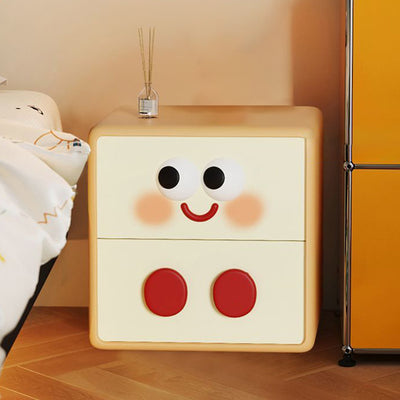 Contemporary Creative Kids Toast Shape Resin MDF Nightstand 2-Drawer For Bedroom
