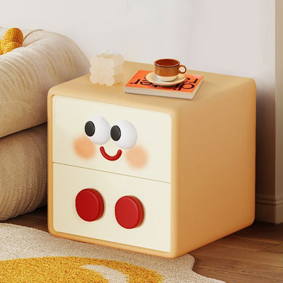 Contemporary Creative Kids Toast Shape Resin MDF Nightstand 2-Drawer For Bedroom