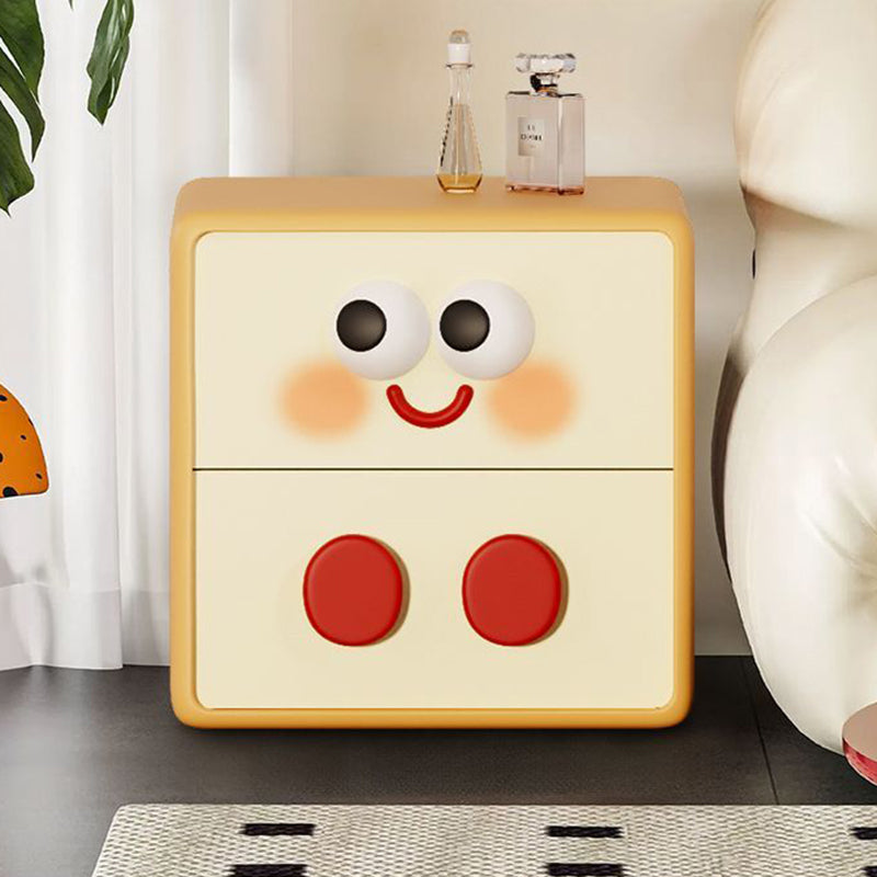 Contemporary Creative Kids Toast Shape Resin MDF Nightstand 2-Drawer For Bedroom