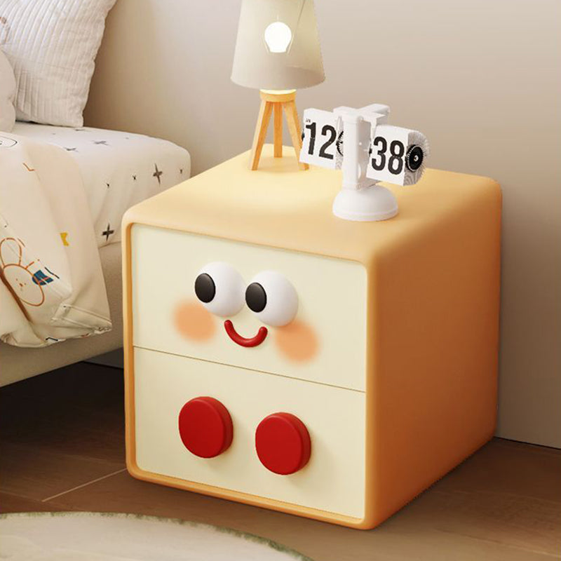 Contemporary Creative Kids Toast Shape Resin MDF Nightstand 2-Drawer For Bedroom