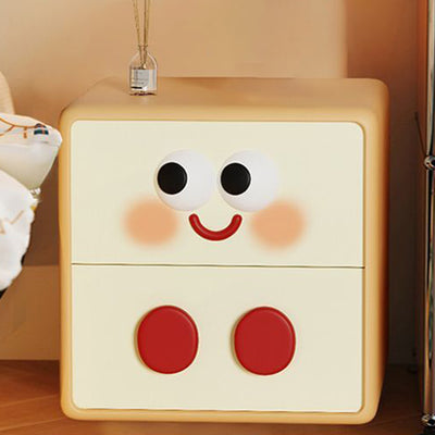 Contemporary Creative Kids Toast Shape Resin MDF Nightstand 2-Drawer For Bedroom
