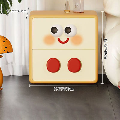 Contemporary Creative Kids Toast Shape Resin MDF Nightstand 2-Drawer For Bedroom