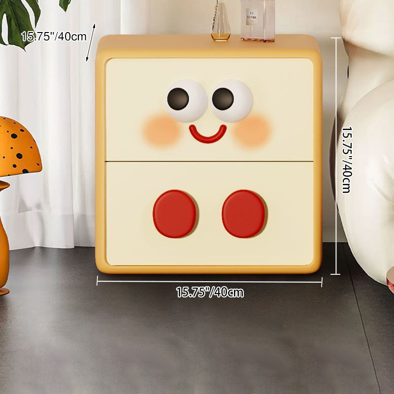 Contemporary Creative Kids Toast Shape Resin MDF Nightstand 2-Drawer For Bedroom