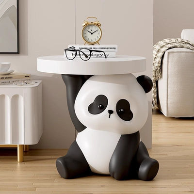 Contemporary Creative Panda Shape MDF Resin Side Table 1-Tier For Living Room