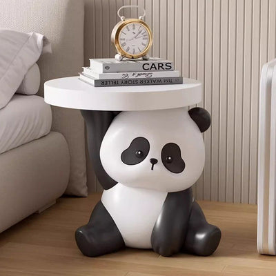 Contemporary Creative Panda Shape MDF Resin Side Table 1-Tier For Living Room