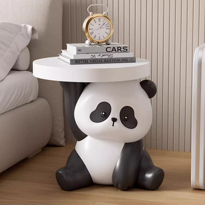 Contemporary Creative Panda Shape MDF Resin Side Table 1-Tier For Living Room