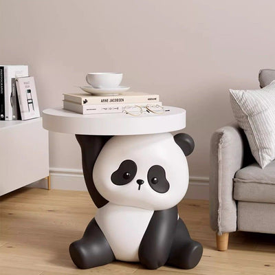 Contemporary Creative Panda Shape MDF Resin Side Table 1-Tier For Living Room