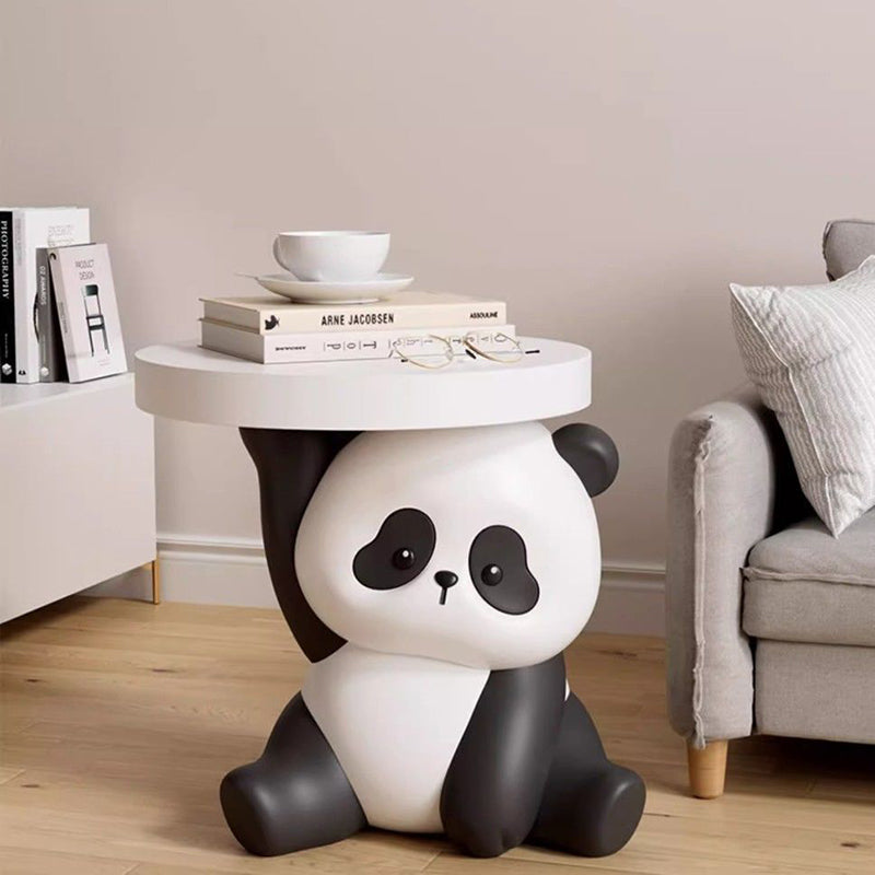 Contemporary Creative Panda Shape MDF Resin Side Table 1-Tier For Living Room