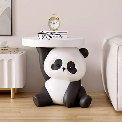 Contemporary Creative Panda Shape MDF Resin Side Table 1-Tier For Living Room