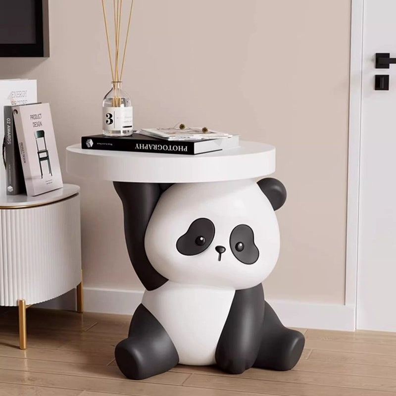 Contemporary Creative Panda Shape MDF Resin Side Table 1-Tier For Living Room