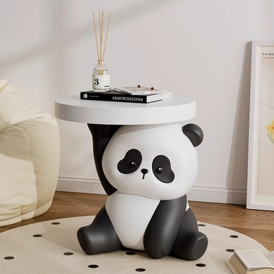 Contemporary Creative Panda Shape MDF Resin Side Table 1-Tier For Living Room