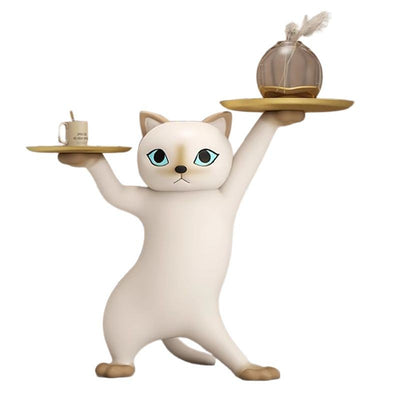 Contemporary Creative Cat Shape Glass Resin Side Table 1-Tier For Living Room